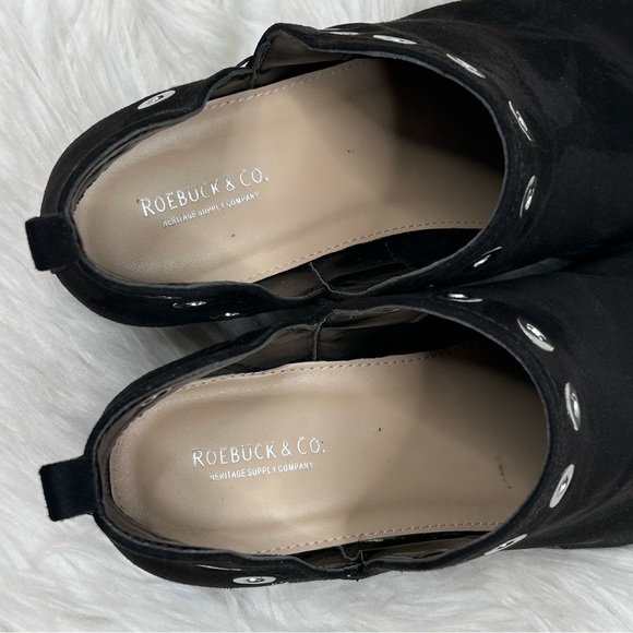 Roebuck & Co Black Vegan Suede Silver Grommet Detail Ankle Boots Booties Size 9 - Picture 10 of 12